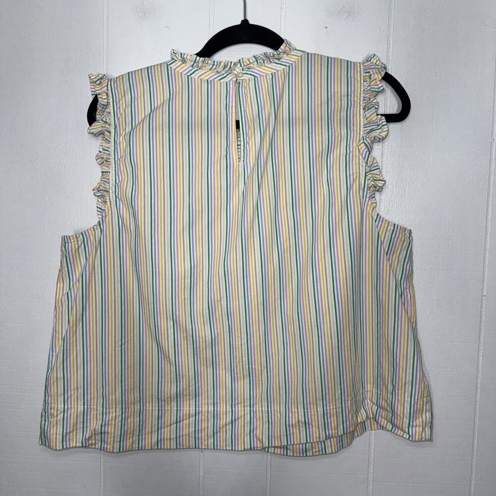 J.Crew Women’s Ruffleneck Shirred Top Tank Striped Size 16 - Picture 2 of 4